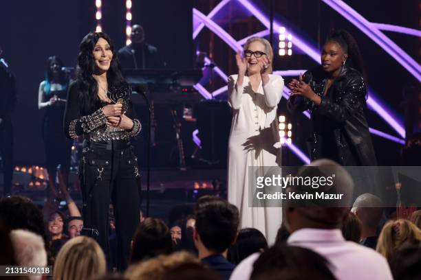 Cher accepts the Icon Award onstage during the 2024 iHeartRadio Music Awards at Dolby Theatre in Los Angeles, California on April 01, 2024....