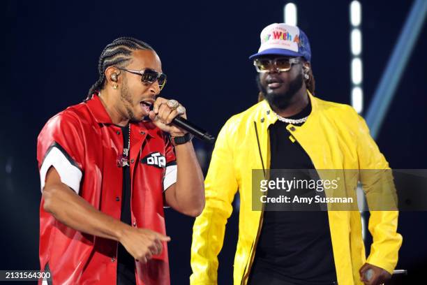 Ludacris and T-Pain perform onstage during the 2024 iHeartRadio Music Awards at Dolby Theatre on April 01, 2024 in Hollywood, California.