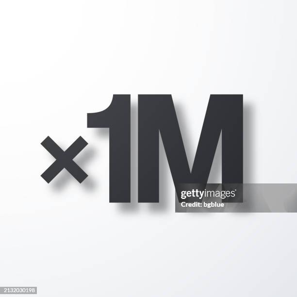 x1m, one million times. icon with shadow on white background - number-1000000000 stock illustrations