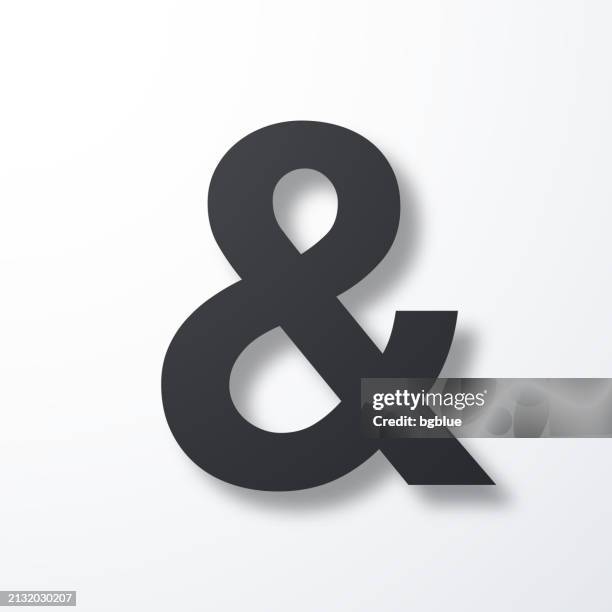 ampersand symbol. icon with shadow on white background - ampersand stock illustrations