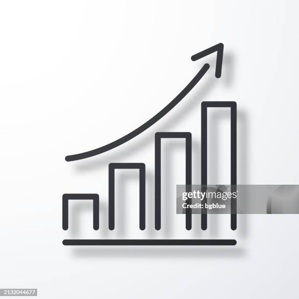 ilustrações, clipart, desenhos animados e ícones de gráfico crescente. ícone de linha com sombra no fundo branco - sales graph vector