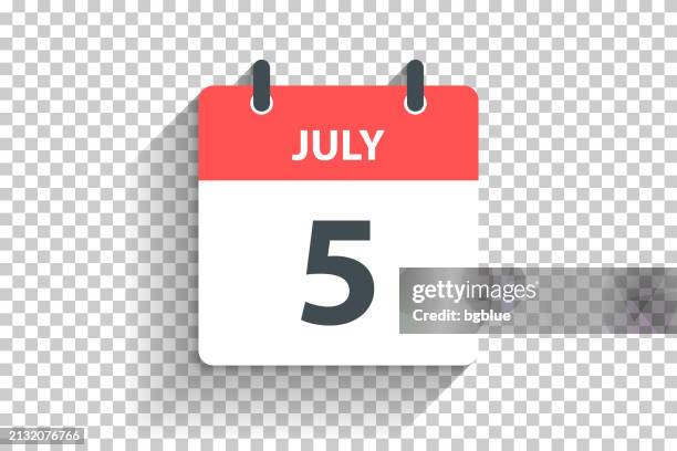 illustrazioni stock, clip art, cartoni animati e icone di tendenza di 5 luglio - icona del calendario giornaliero in stile design piatto su sfondo vuoto - calendario