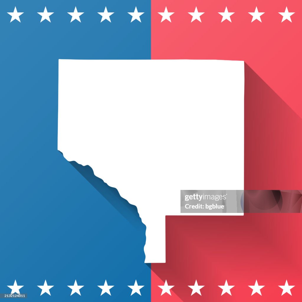Anoka County, Minnesota. Map on blue and red background