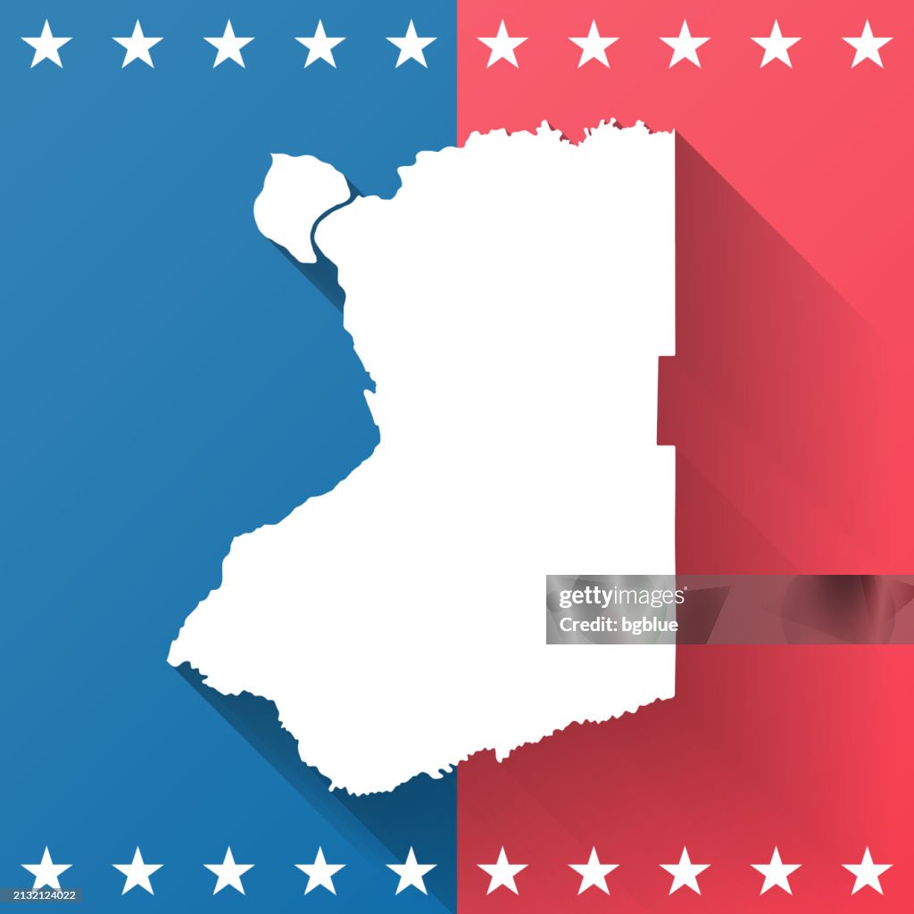 Erie County, New York. Map on blue and red background