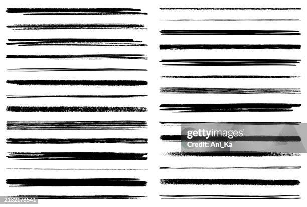 set of brush strokes - kohlezeichnung stock-grafiken, -clipart, -cartoons und -symbole
