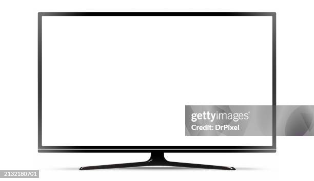 thin frame display computer monitor with clipping path for the screen - tv bildbanksfoton och bilder