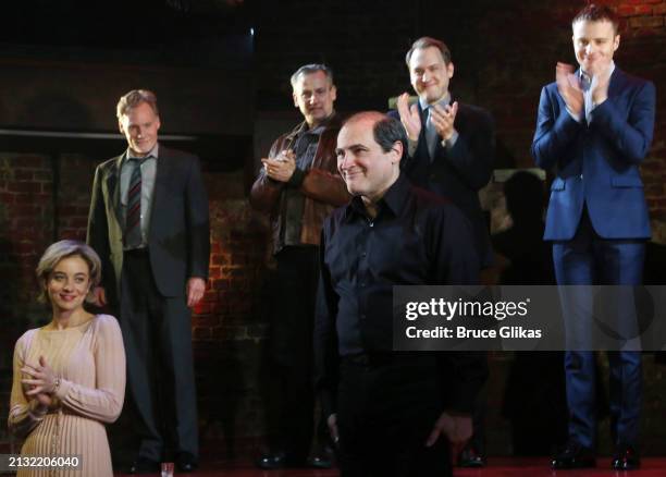 Michael Stuhlbarg, Luke Thallon & The Company of "Patriots" during the first curtain call for the new play "Patriots" on Broadway at The Barrymore...