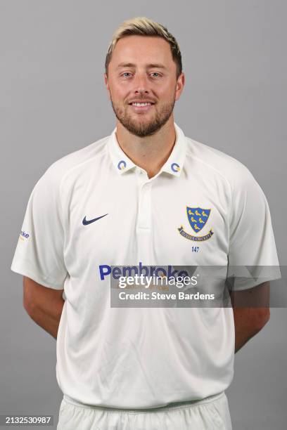 Ollie Robinson poses for a portrait during the Sussex CCC photocall at the 1st Central County Ground on April 02, 2024 in Hove, England.