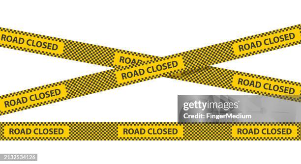caution tape road closed banner - road closed stock illustrations