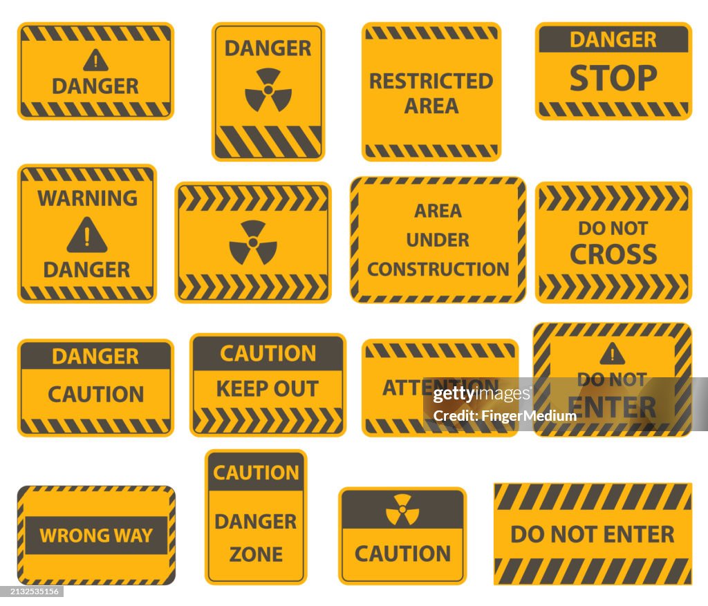Warning Sign Vector Set High-Res Vector Graphic - Getty Images