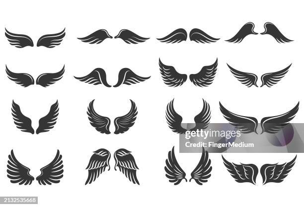 ilustraciones, imágenes clip art, dibujos animados e iconos de stock de alas ilustración vectorial - ángel