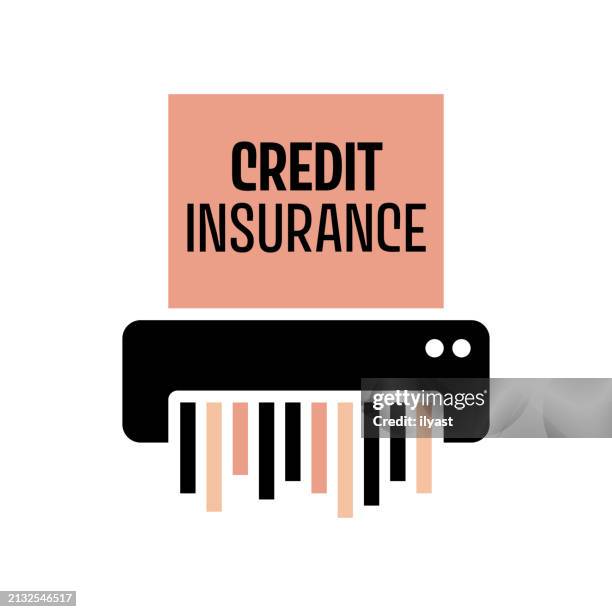 kündigung der versicherung wegen kredit - schredder stock-grafiken, -clipart, -cartoons und -symbole