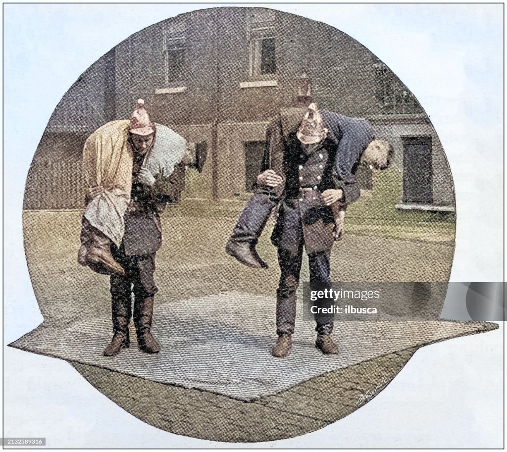 Piremen Antique Photograph Firemen Fire Brigade Training High-Res Vector ...