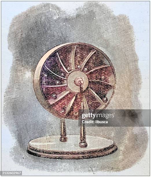 ilustraciones, imágenes clip art, dibujos animados e iconos de stock de antigua ilustración pintura: máquina de movimiento perpetuo - movimiento perpetuo