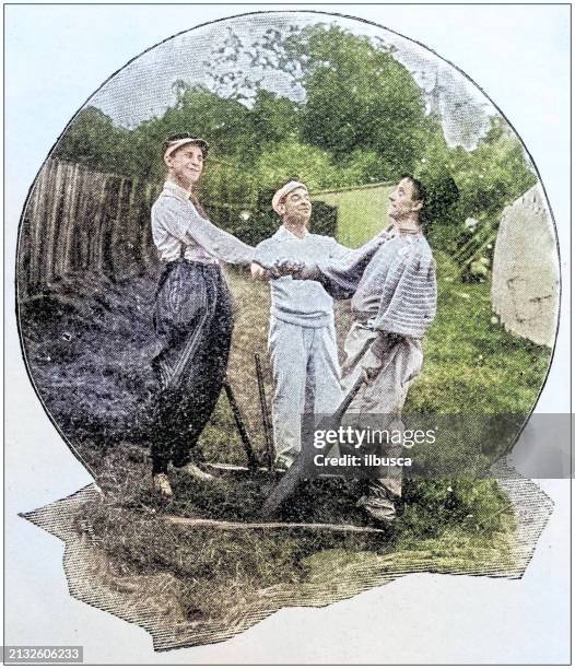 antique photograph: bizarre cricket match - comedy stage stock illustrations