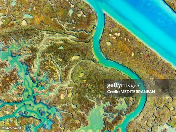 tavira drone aerial view atlantic ocean tides on the river in algarve  portugal - straits of gibraltar stock pictures, royalty-free photos & images