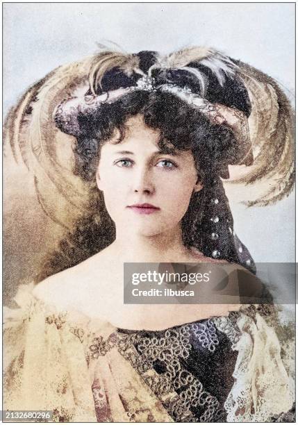 stockillustraties, clipart, cartoons en iconen met antique photograph: women portraits - 1890