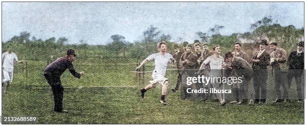 stockillustraties, clipart, cartoons en iconen met antique photograph: race finish line - finale wedstrijd