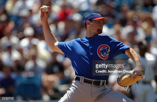 Starting pitcher Matt Clement of the Chicago Cubs pitches against the Chicago White Sox during interleague play on June 27, 2003 at U.S. Cellular...