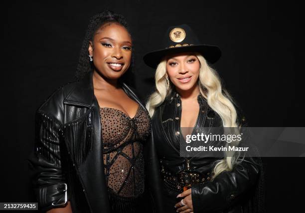 Jennifer Hudson and Beyoncé pose backstage during the 2024 iHeartRadio Music Awards at Dolby Theatre in Los Angeles, California on April 01, 2024....