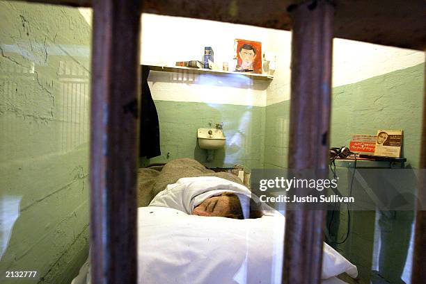 Re-creation of the cell once occupied by Alcatraz escapee Frank Morris is seen in the Alcatraz Federal Penitentiary on Alcatraz Island July 2, 2003...