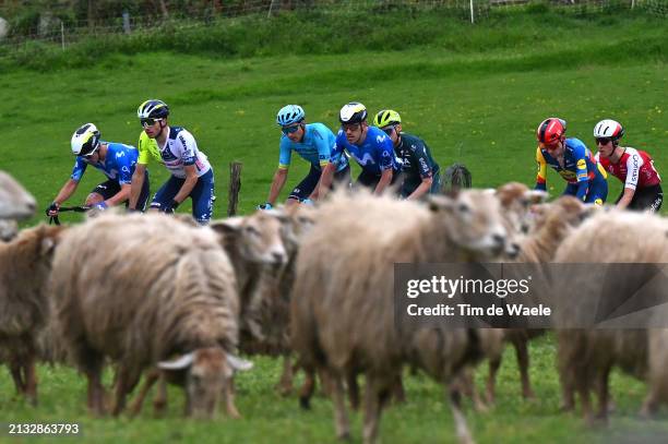 Vito Braet of Belgium and Team Intermarche - Wanty, Anton Kuzmin of Kazakhstan and Astana Qazaqstan Team, Jon Barrenetxea of Spain and Movistar Team,...