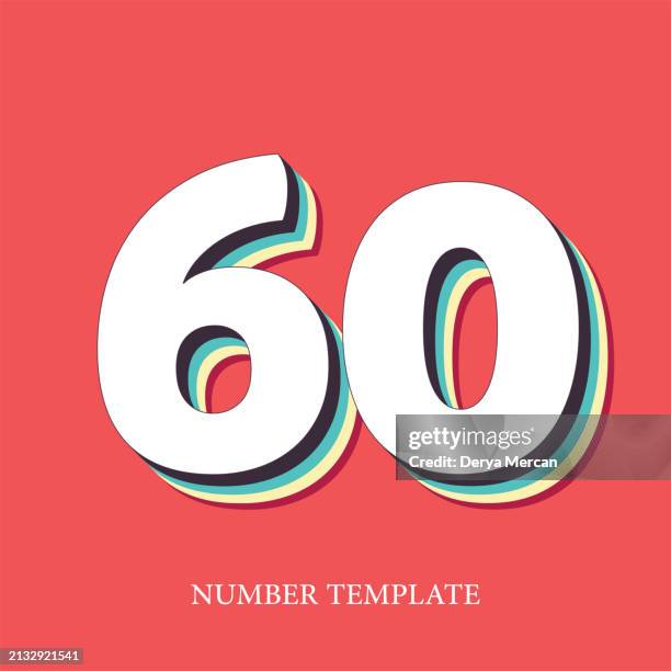 number 60  stock illustration. number template design vector illustration. - 100 birthday stock illustrations