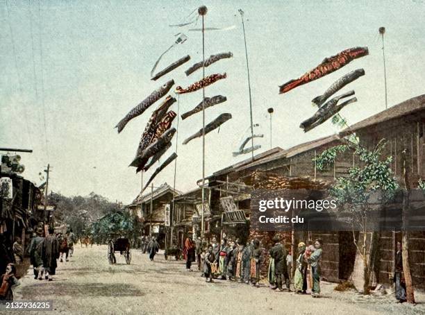 ilustraciones, imágenes clip art, dibujos animados e iconos de stock de desfile de la bandera de yokohama - prefectura de kanagawa
