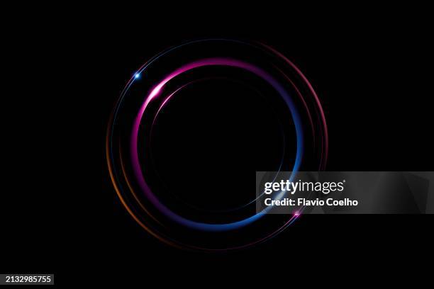 rings of lights on black background - esoteric geometry stock pictures, royalty-free photos & images