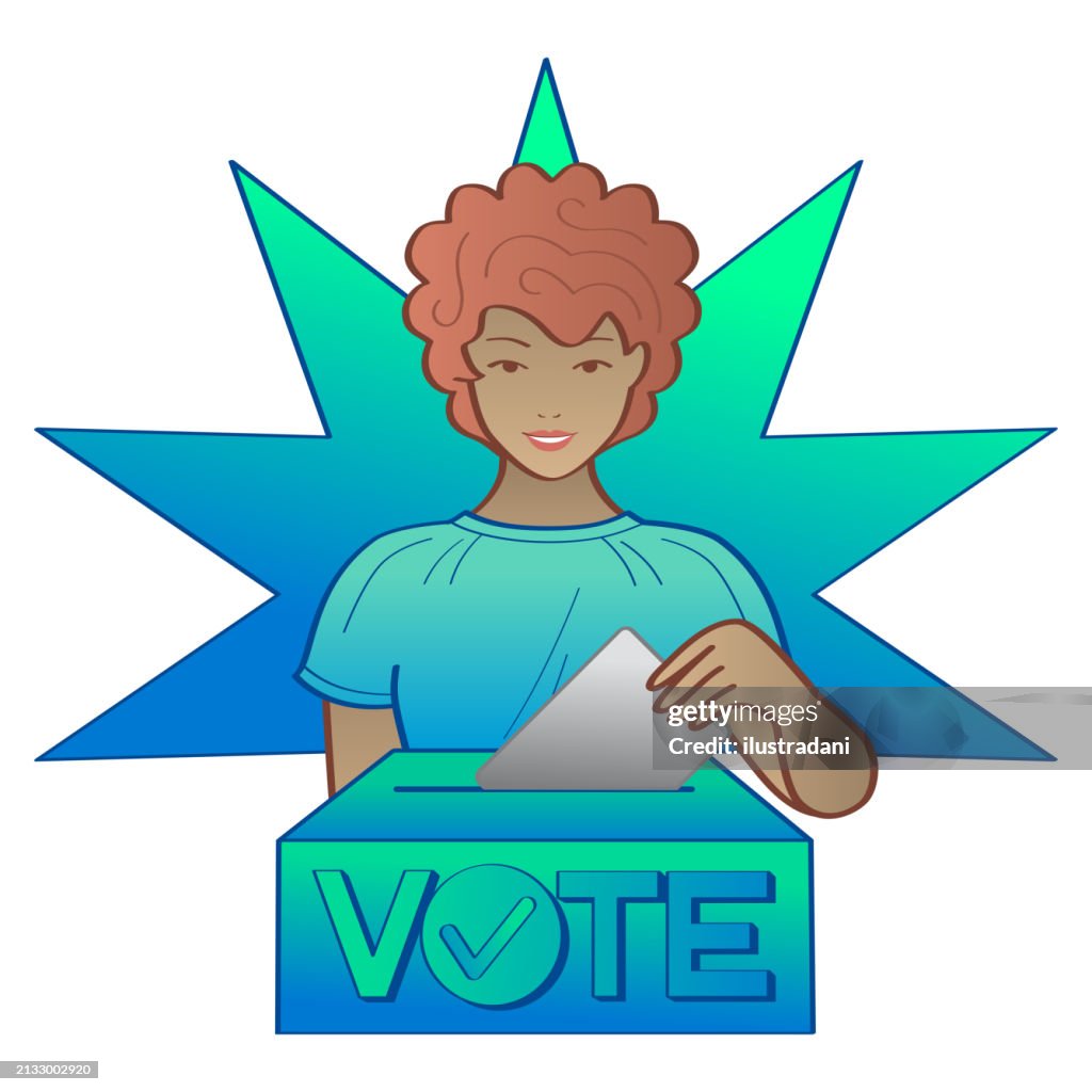 Vector Female Vote Girl Voting High-Res Vector Graphic - Getty Images