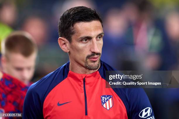 Stefan Savic of Atletico de Madrid looks on prior to the LaLiga EA Sports match between Villarreal CF and Atletico Madrid at Estadio de la Ceramica...