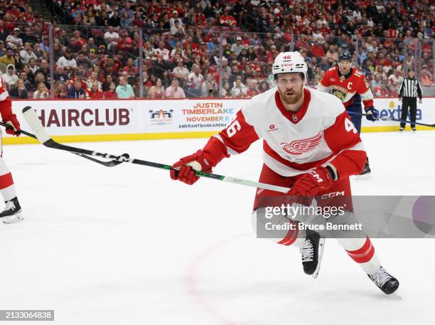 Jeff Petry of the Detroit Red Wings skates against the Florida Panthers at Amerant Bank Arena on March 30, 2024 in Sunrise, Florida.