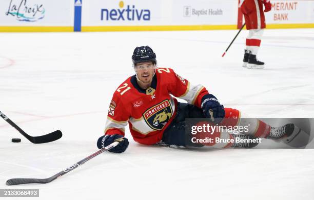 Nick Cousins of the Florida Panthers skates against the Detroit Red Wings at Amerant Bank Arena on March 30, 2024 in Sunrise, Florida.