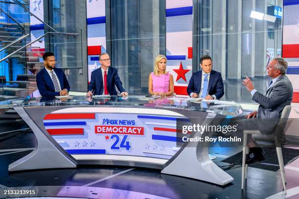 Hosts Lawrence Jones, Steve Doocy, Ainsley Earhardt and Brian Kilmeade with presidential candidate Robert F. Kennedy Jr. As he visits "Fox & Friends"...