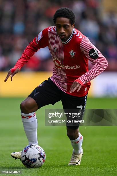 Kyle Walker-Peters of Southampton in action during the Sky Bet Championship match between Southampton FC and Middlesbrough at St. Mary's Stadium on...