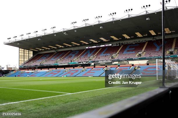 General view inside the stadium prior to the Premier League match between Burnley FC and Wolverhampton Wanderers at Turf Moor on April 02, 2024 in...