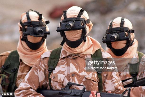 Serving members of the Elite SAS regiment in a reconstruction filmed at a cement works in Hertfordshire, UK, for a drama programme based on the...