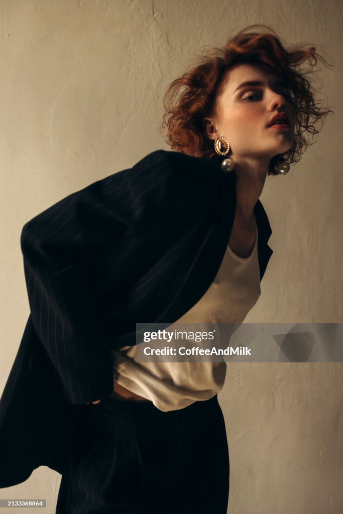 Beautiful woman in formal suit