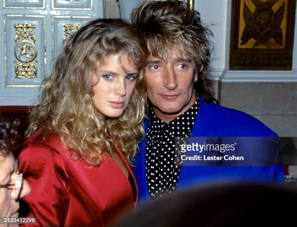 New Zealand model Rachel Hunter and her husband, British singer Rod Stewart pose for a portrait during The 33rd Annual GRAMMY Awards - Arista Records...