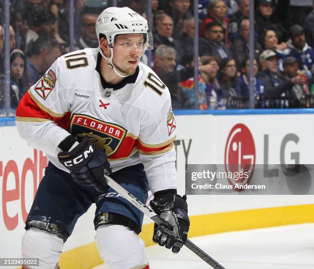 Vladimir Tarasenko of the Florida Panthers skates against the Toronto Maple Leafs during the first period in an NHL game at Scotiabank Arena on April...