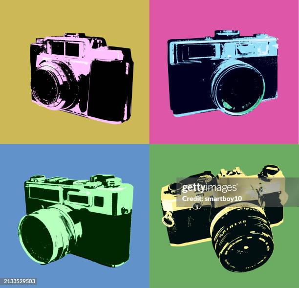retro icons - fotografie - spiegelreflexkamera stock-grafiken, -clipart, -cartoons und -symbole