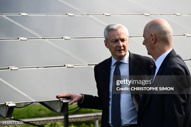 France's Minister for Economy and Finances Bruno Le Maire and France's Deputy Minister for Industry and Energy Roland Lescure visit the La Fito...