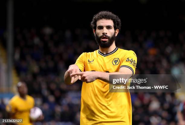 Rayan Ait-Nouri of Wolverhampton Wanderers celebrates scoring his team's first goal during the Premier League match between Burnley FC and...