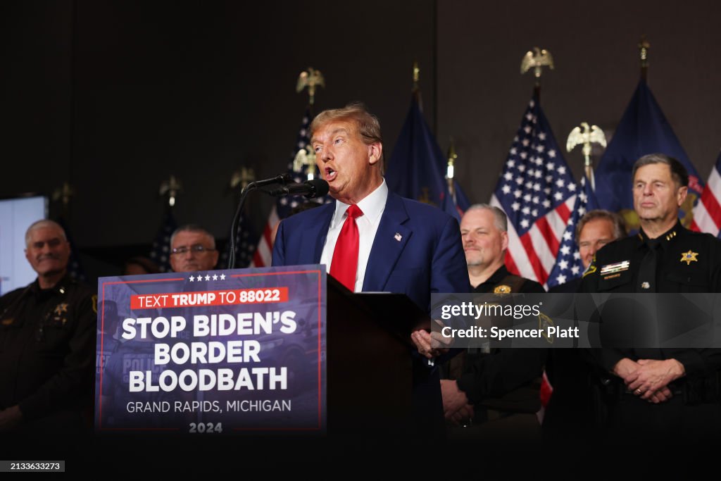Former President Trump Holds A Campaign Rally In Grand Rapids, Michigan
