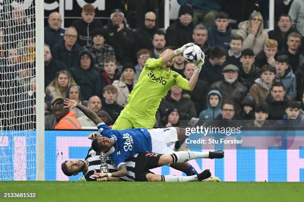 Ashley Young of Everton is brought down by Paul Dummett of Newcastle United and a penalty kick was subsequently awarded following a VAR review during...