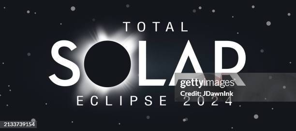 ilustraciones, imágenes clip art, dibujos animados e iconos de stock de plantilla de diseño de banner web para eventos total solar eclipse 2024 - eclipse solar