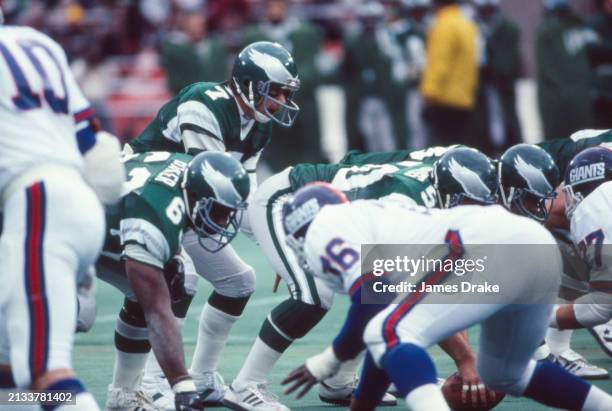 Philadelphia Eagles quarterback Ron Jaworski calls out a play from behind center during a regular season game against the New York Giants on November...