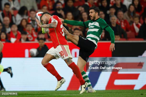 Paulinho of Sporting CP, Nicolas Otamendi of SL Benfica battle for the ball during the Portuguese Cup Semi-Final second Leg match between SL Benfica...