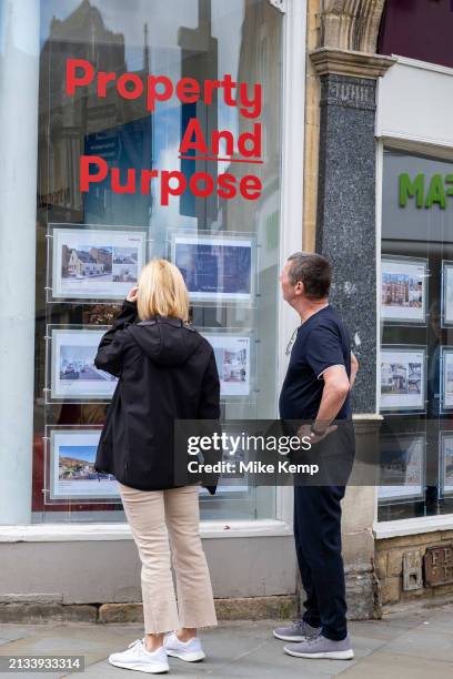 Small business shop front for an estate agent on 30th March 2024 in Stroud, United Kingdom. Housing in the UK is a very important contributing factor...