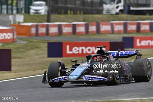 Esteban Ocon of BWT Alpine A524 Renault, is seen on track during the free practice session of F1 Japanese Grand Prix at Suzuka International Circuit...